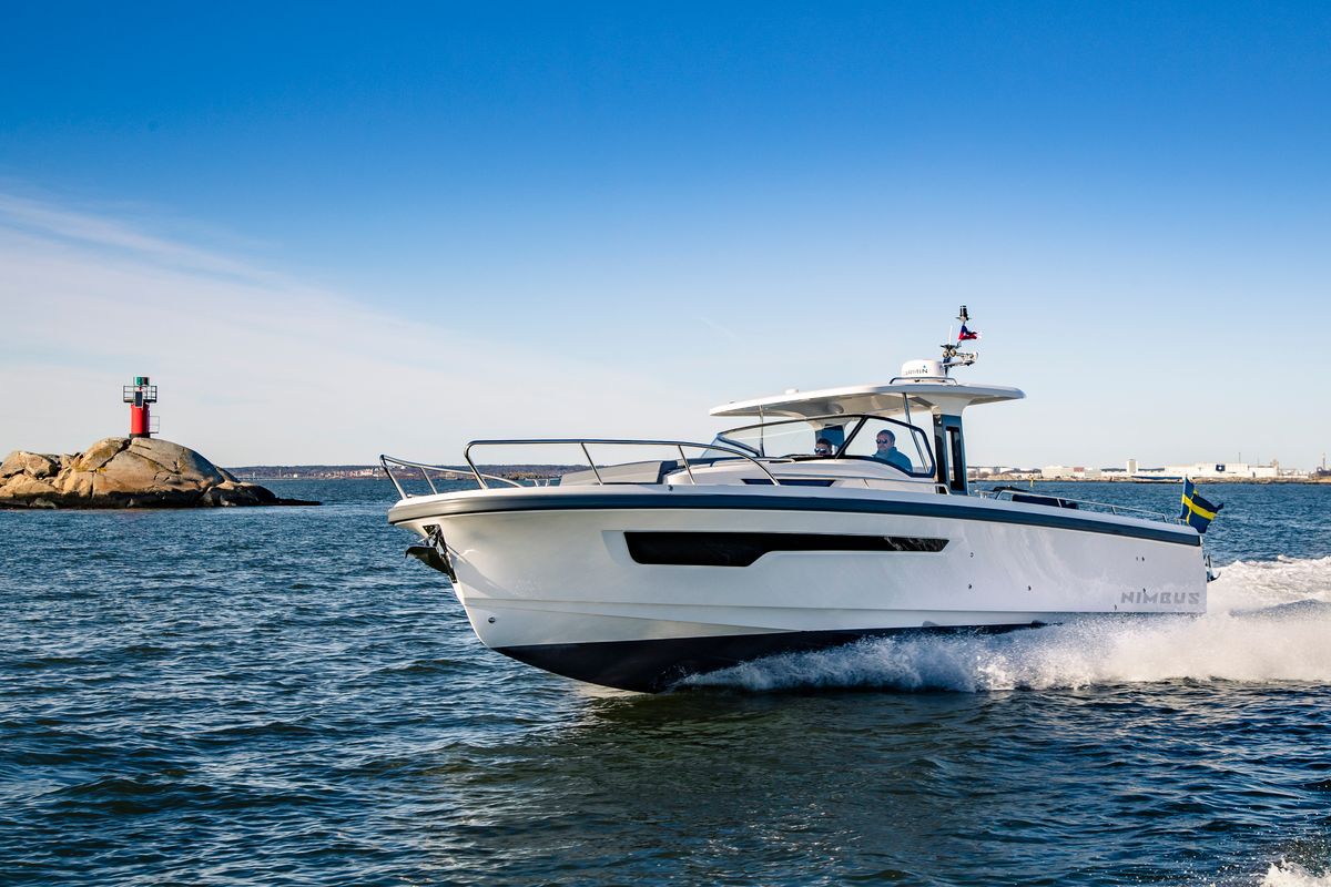 Exterior view of Ruddy, a Nimbus Tender T11 motorboat at Pirovac, Croatia