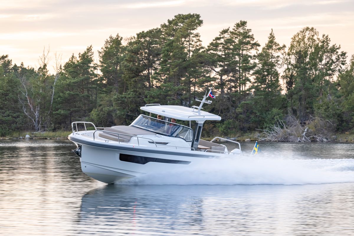 Exterior view of Ruddy, a Nimbus Tender T11 motorboat at Pirovac, Croatia