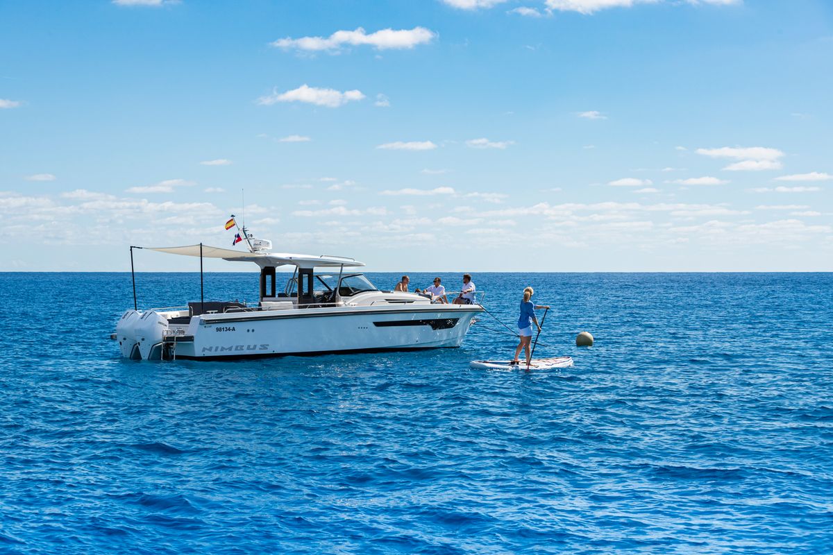 Cockpit of Ruddy, a Nimbus Tender T11 motorboat at Pirovac, Croatia