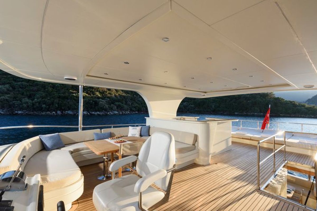 Cockpit of TanWay, a Gulet Motoryacht yacht at Marmaris, Turkey
