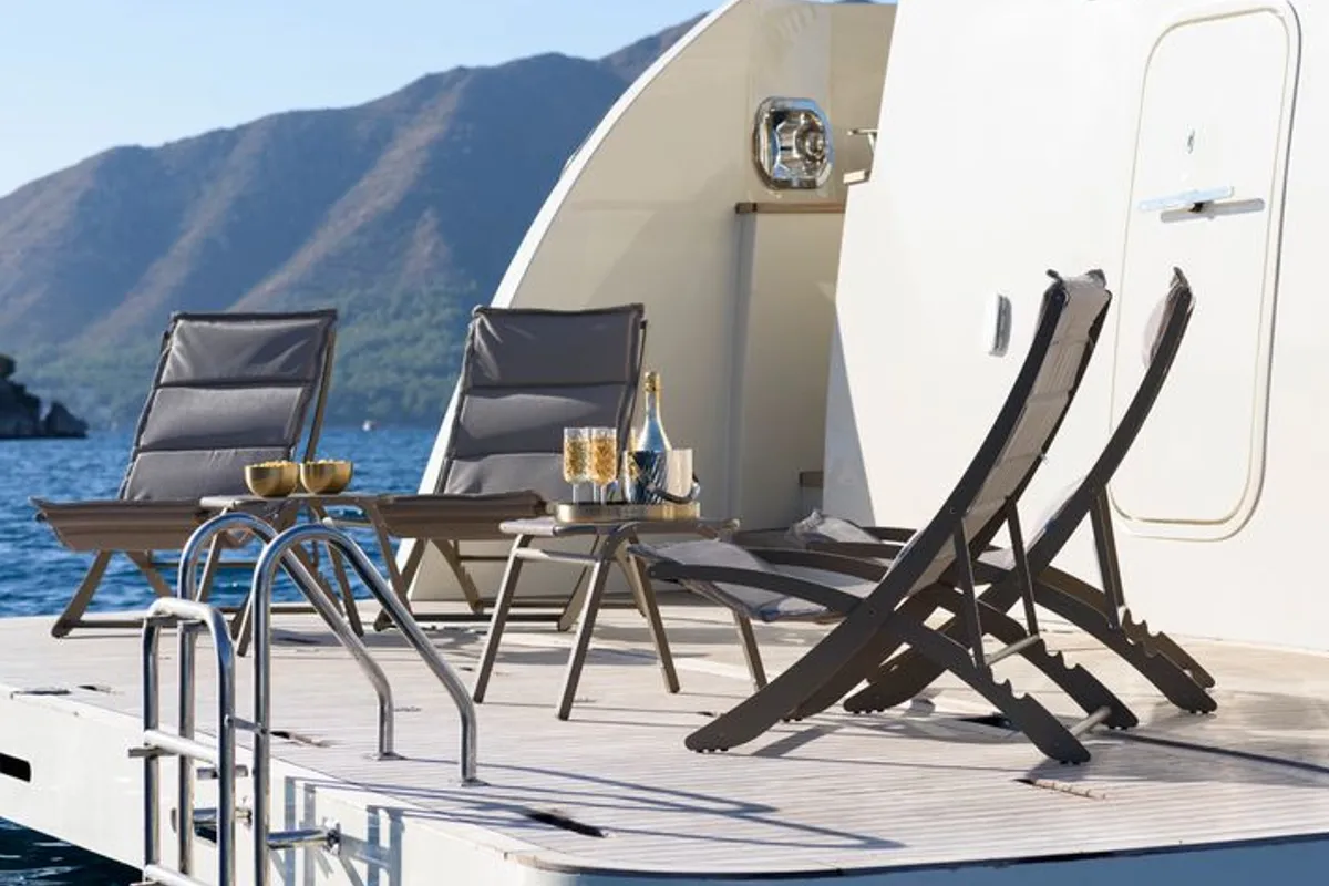 Deck of TanWay, a Gulet Motoryacht yacht at Marmaris, Turkey