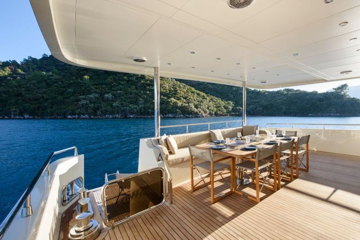 Deck of TanWay, a Gulet Motoryacht yacht at Marmaris, Turkey