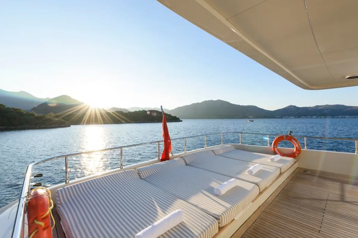 Deck of TanWay, a Gulet Motoryacht yacht at Marmaris, Turkey