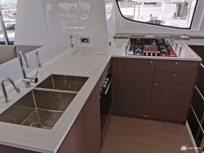 Galley of Moderna, a Bali 4.6 catamaran at Cannigione, Italy