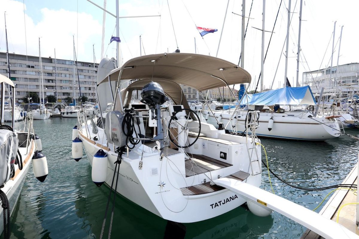 Exterior view of Tatjana, a Jeanneau Sun Odyssey 319 sailboat at Split, Croatia
