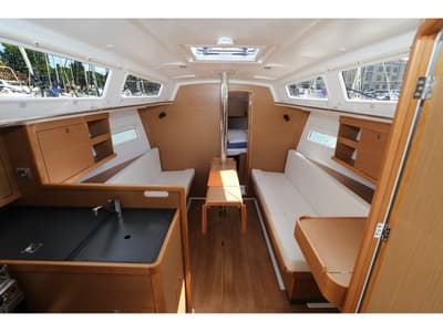 Salon of Tatjana, a Jeanneau Sun Odyssey 319 sailboat at Split, Croatia