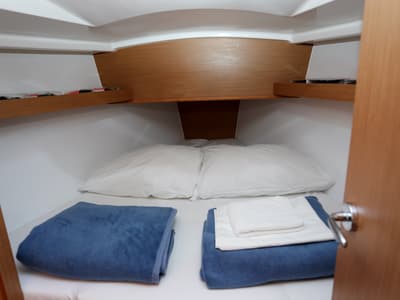 Cabin on Tatjana, a Jeanneau Sun Odyssey 319 sailboat at Split, Croatia