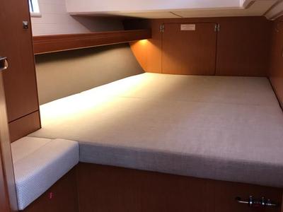 Cabin on Sea Wonder, a Bavaria Cruiser 46 sailboat at Gouvia, Greece