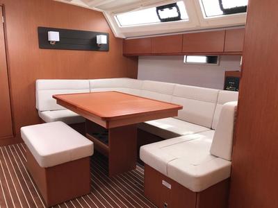 Salon of Sea Wonder, a Bavaria Cruiser 46 sailboat at Gouvia, Greece