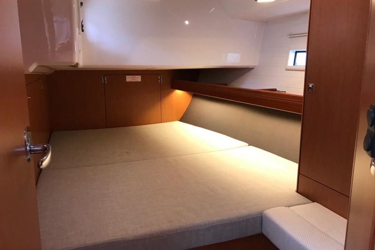 Cabin on Sea Wonder, a Bavaria Cruiser 46 sailboat at Gouvia, Greece