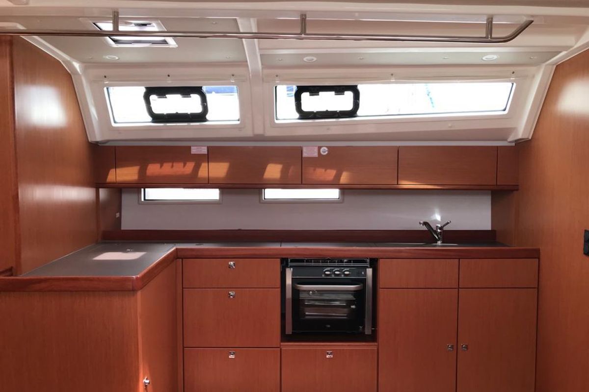 Galley of Sea Wonder, a Bavaria Cruiser 46 sailboat at Gouvia, Greece