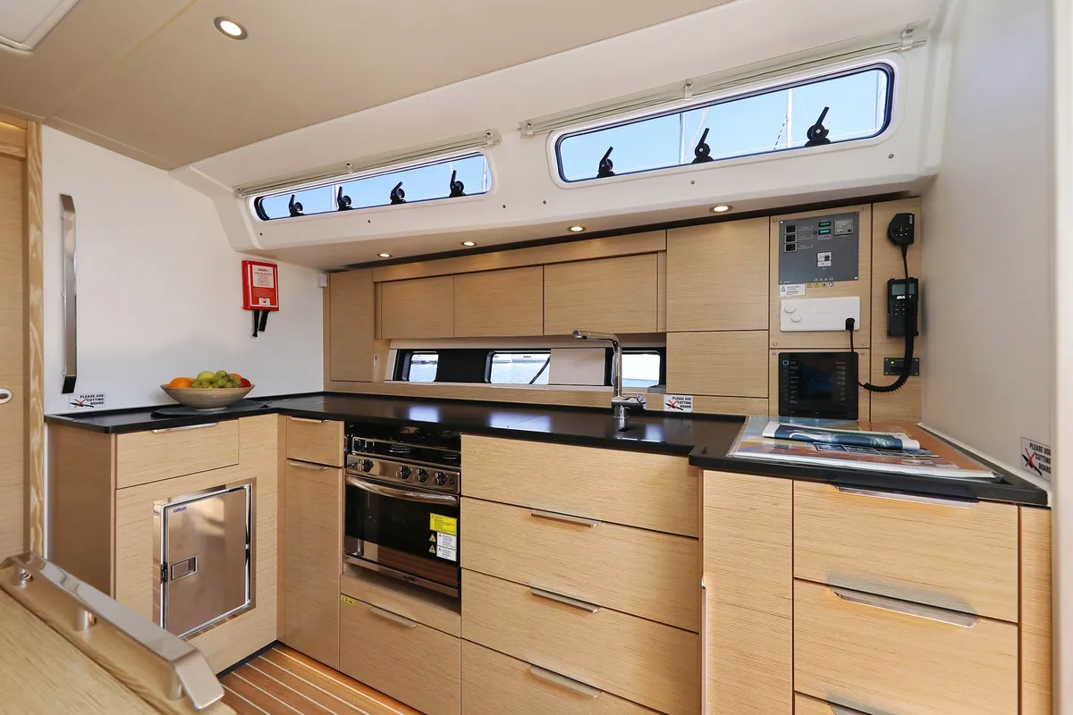 Galley of Salacia, a Hanse Yachts Hanse 460 sailboat at Grad Šibenik, Croatia