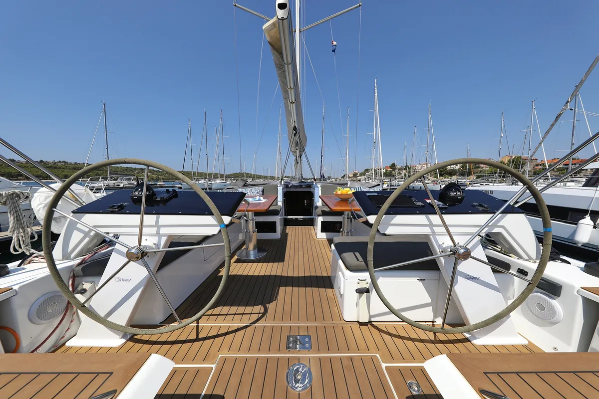 Cockpit of Salacia, a Hanse Yachts Hanse 460 sailboat at Grad Šibenik, Croatia