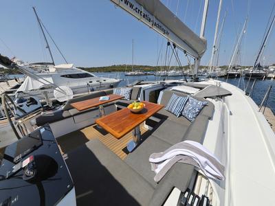 Deck of Salacia, a Hanse Yachts Hanse 460 sailboat at Grad Šibenik, Croatia