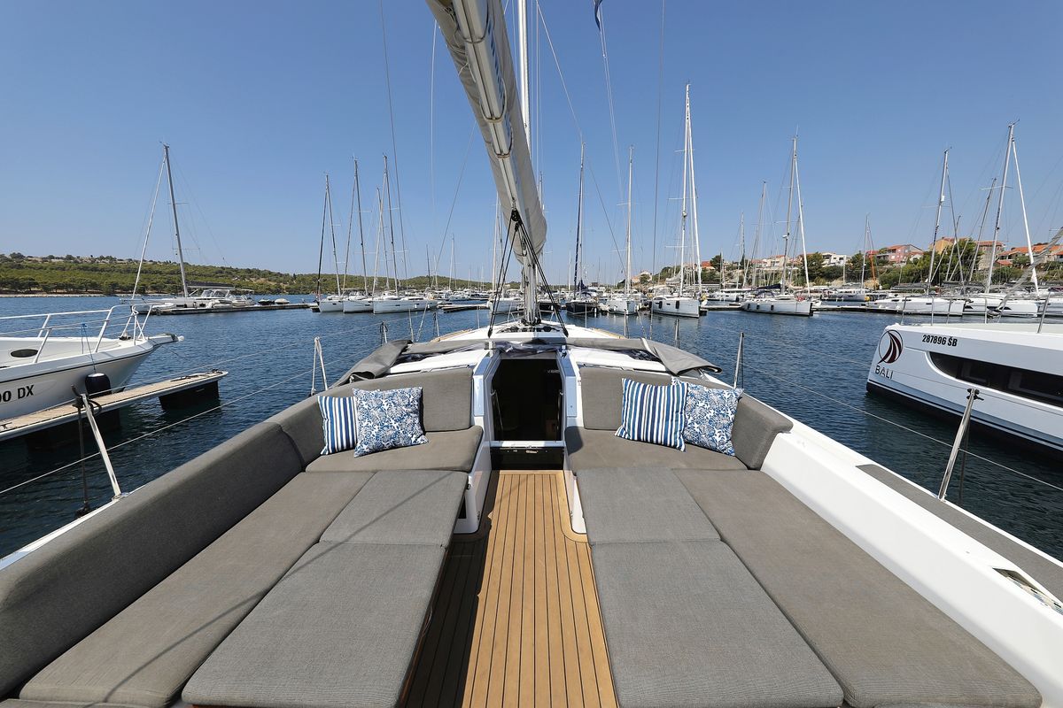 Deck of Salacia, a Hanse Yachts Hanse 460 sailboat at Grad Šibenik, Croatia