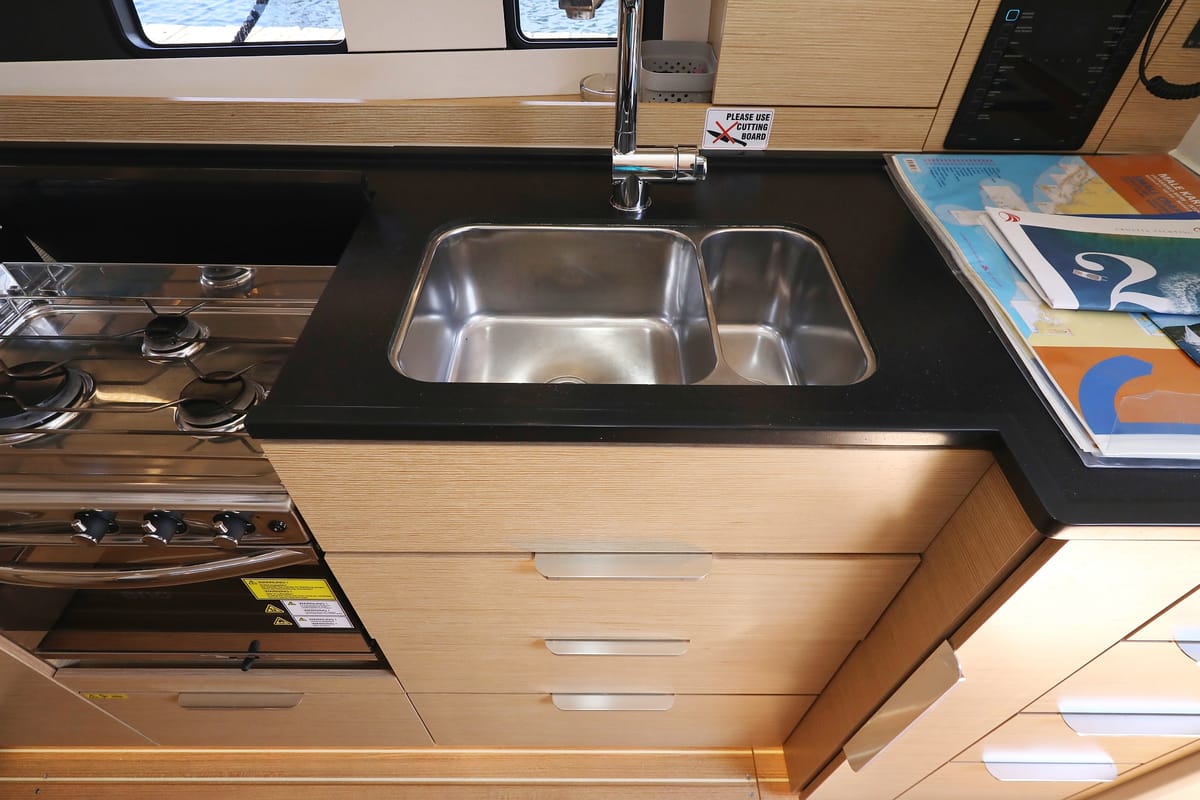 Galley of Salacia, a Hanse Yachts Hanse 460 sailboat at Grad Šibenik, Croatia