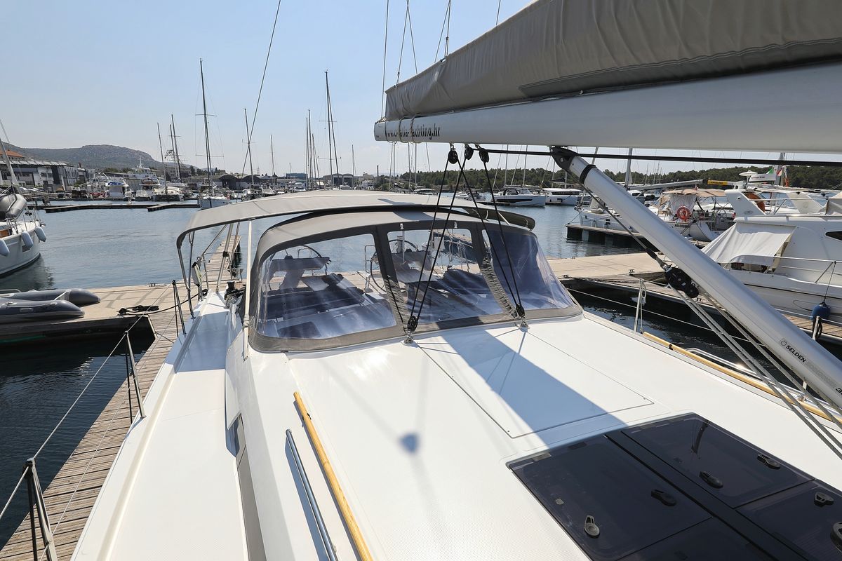 Deck of Salacia, a Hanse Yachts Hanse 460 sailboat at Grad Šibenik, Croatia