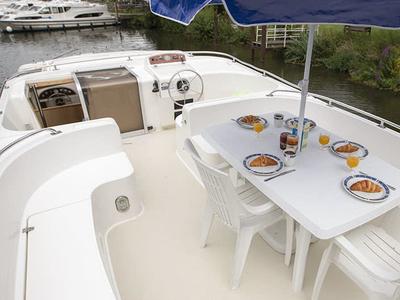 Deck of Grand Classique, a Gulet Grand Classique motorboat at Hindeloopen, Netherlands