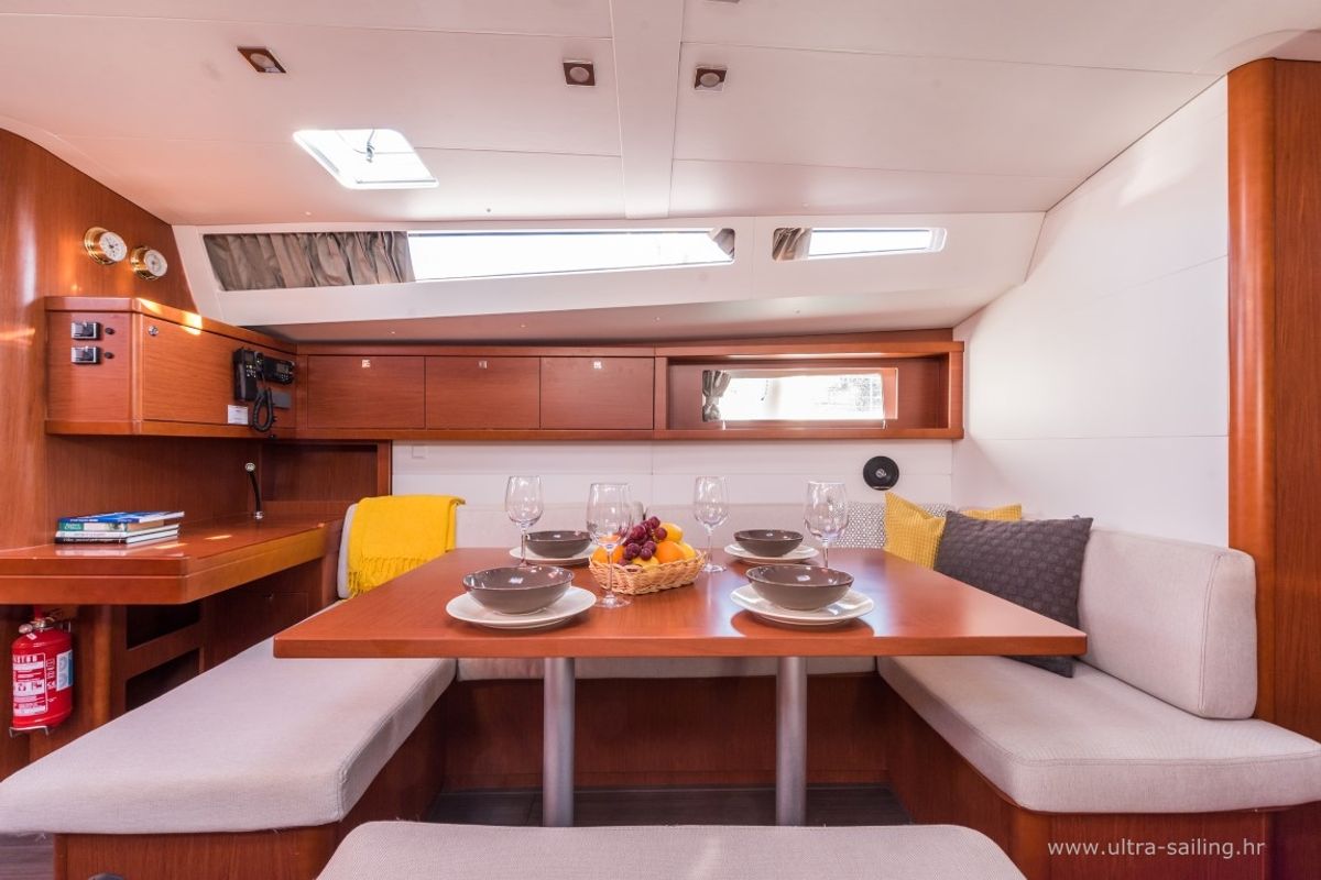 Salon of FLOU, a Beneteau Oceanis 48 sailboat at Split, Croatia