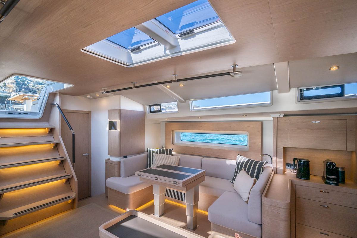 Salon of Infinity, a Beneteau Oceanis 60 sailboat at Grad Kaštela, Croatia