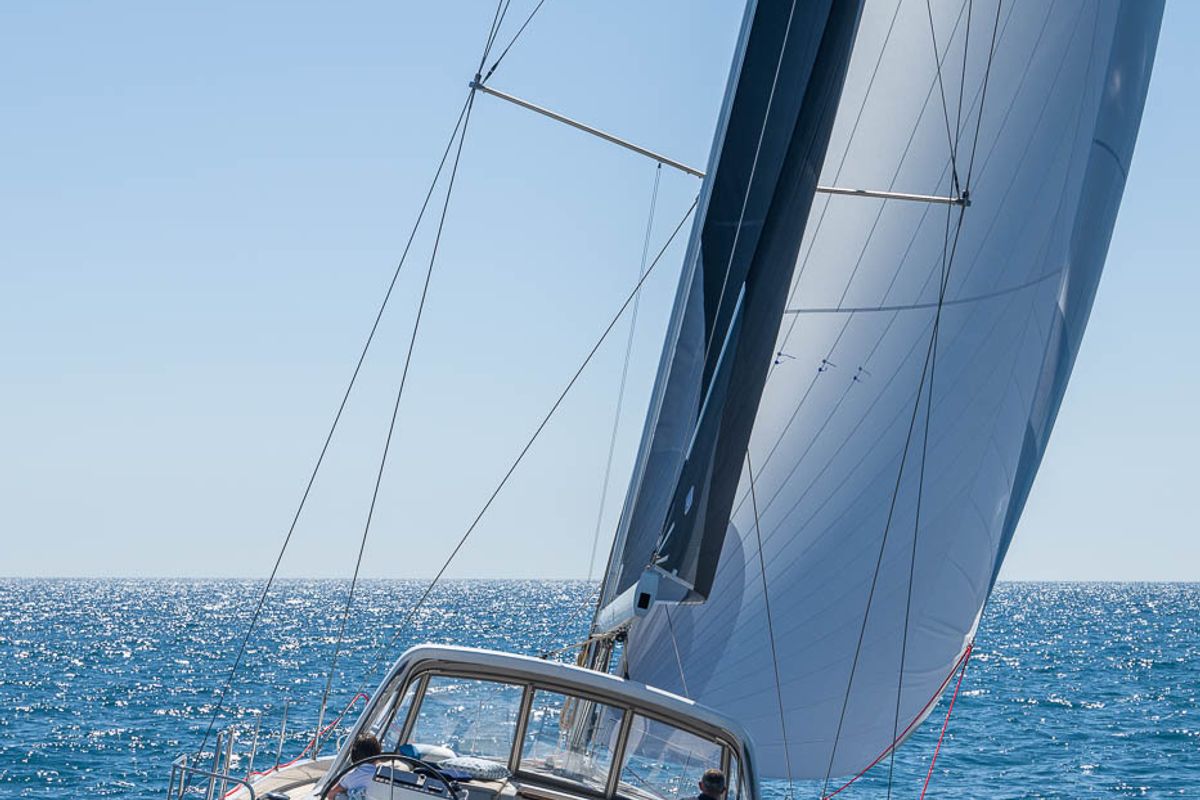 Cockpit of Infinity, a Beneteau Oceanis 60 sailboat at Grad Kaštela, Croatia