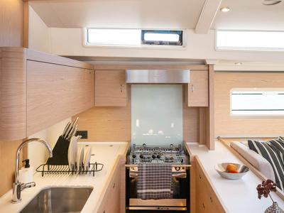 Galley of Infinity, a Beneteau Oceanis 60 sailboat at Grad Kaštela, Croatia