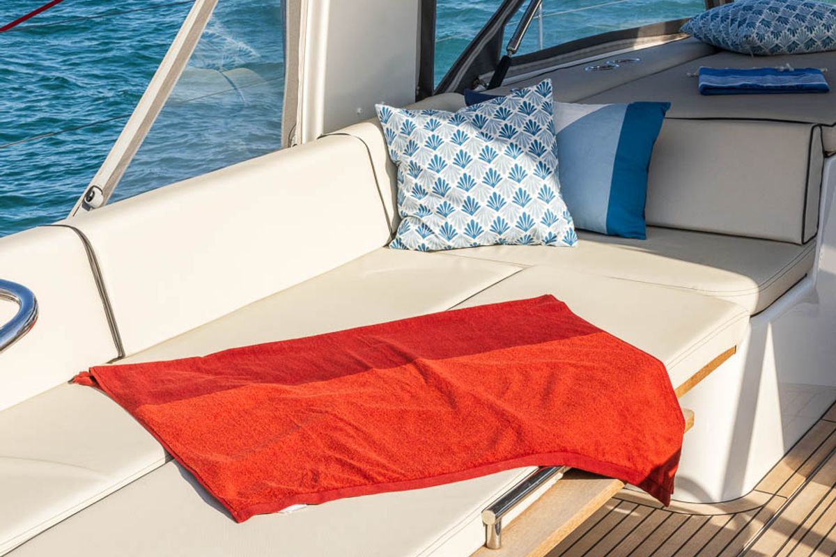 Deck of Infinity, a Beneteau Oceanis 60 sailboat at Grad Kaštela, Croatia