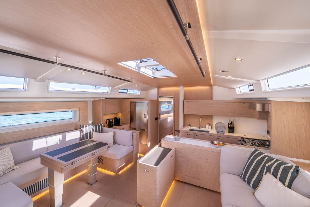 Salon of Infinity, a Beneteau Oceanis 60 sailboat at Grad Kaštela, Croatia