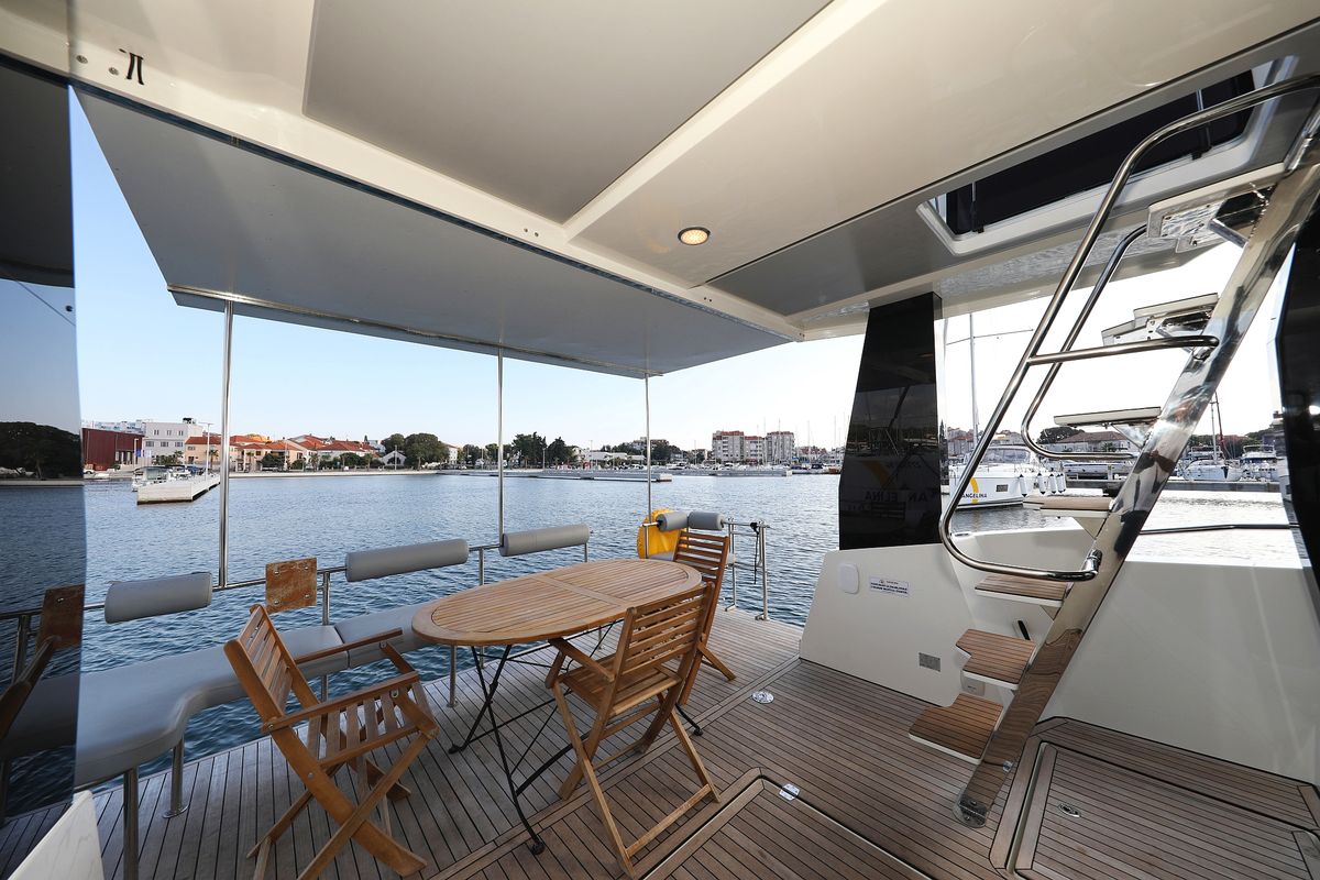 Deck of Taonga, a Cobra Yachts Seamaster 45 yacht at Grad Biograd na Moru, Croatia