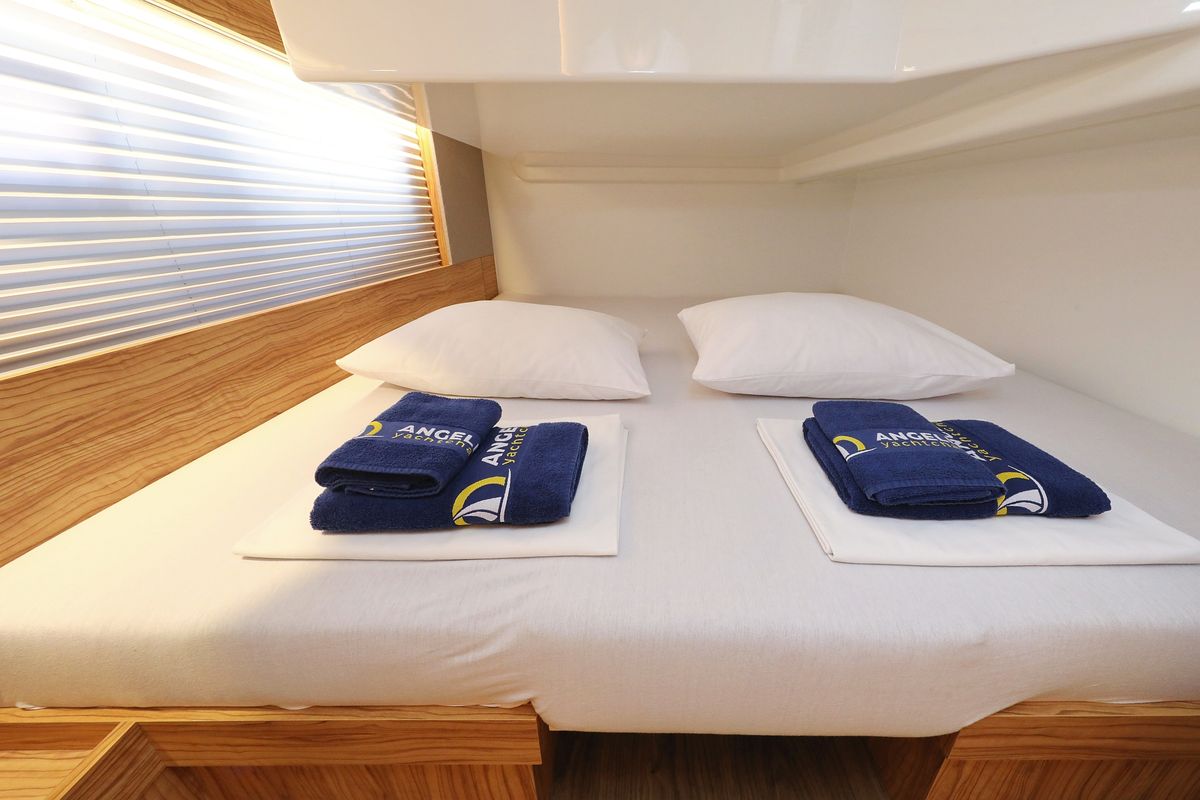 Cabin on Taonga, a Cobra Yachts Seamaster 45 yacht at Grad Biograd na Moru, Croatia