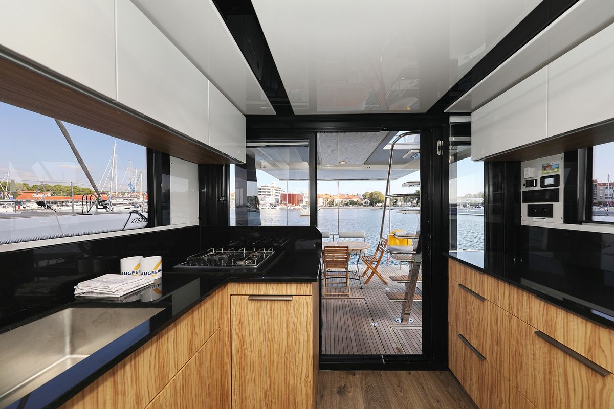 Galley of Taonga, a Cobra Yachts Seamaster 45 yacht at Grad Biograd na Moru, Croatia