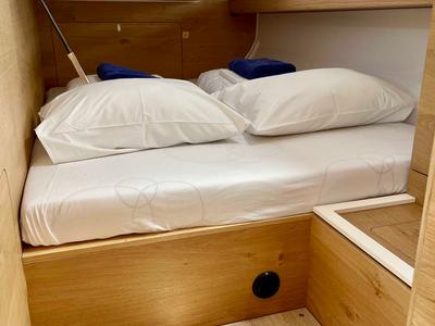 Cabin on Aurora, a Elan Impression 45 sailboat at Pirovac, Croatia