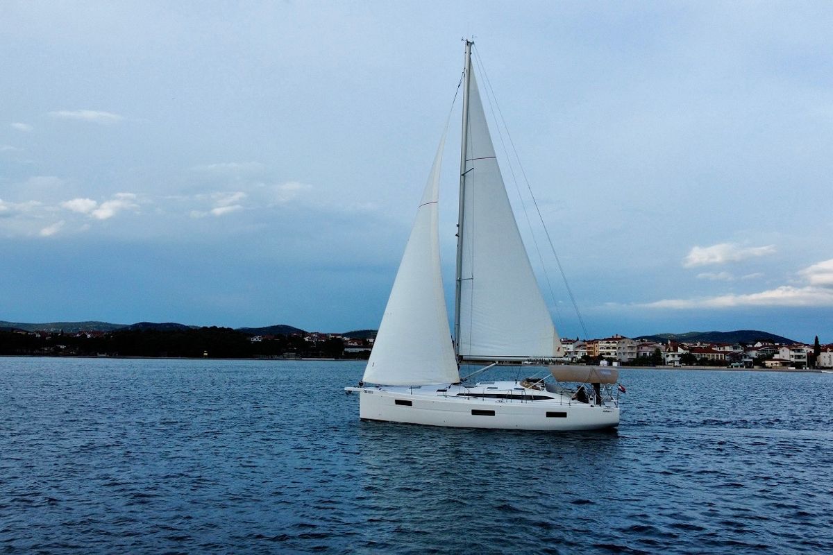 Exterior view of Aurora, a Elan Impression 45 sailboat at Pirovac, Croatia