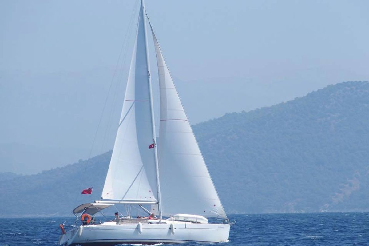 Exterior view of Glen Rosa, a Beneteau Oceanis 37 sailboat at Fethiye, Turkey
