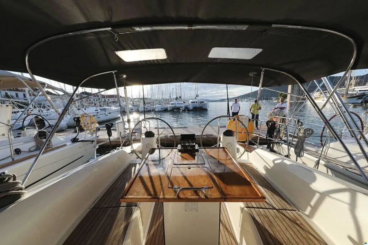 Deck of Star Philip, a Bavaria Cruiser 40 sailboat at Punat, Croatia