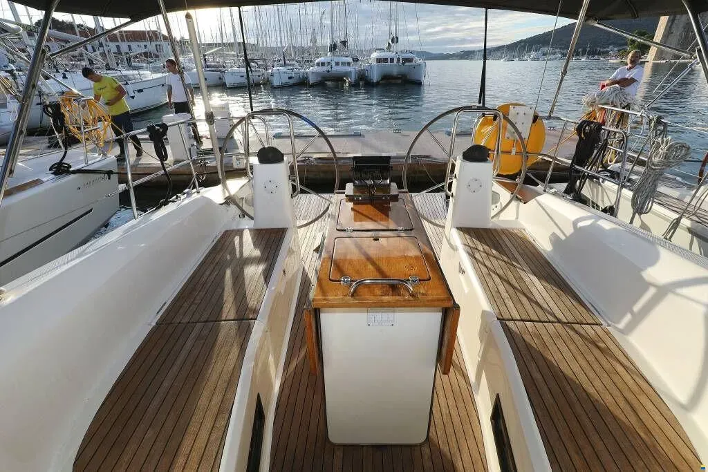 Cockpit of Star Philip, a Bavaria Cruiser 40 sailboat at Punat, Croatia