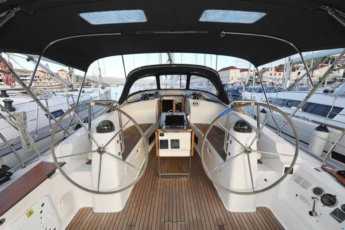 Cockpit of Star Philip, a Bavaria Cruiser 40 sailboat at Punat, Croatia
