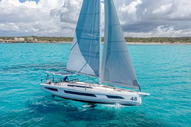 Bourini, a Dufour 48 sailboat at Municipal Unit of Lefkada, Greece