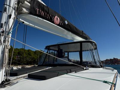 Cockpit of Twin Joy +, a Lagoon 51 catamaran at Grad Trogir, Croatia