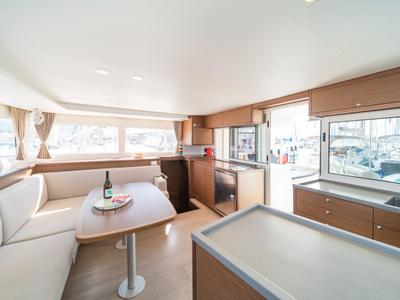 Galley of Cassiopeia II, a Lagoon 450 Fly catamaran at Gouvia, Greece