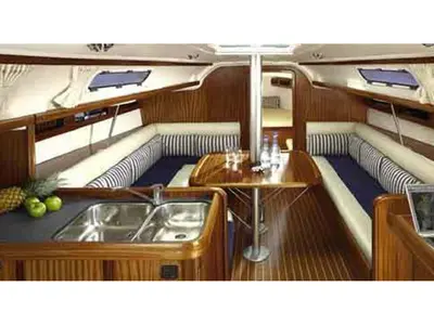 Salon of Gipsy, a Bavaria 38 Match sailboat at Primošten, Croatia
