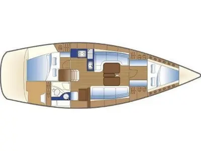 Floor plan of Gipsy, a Bavaria 38 Match sailboat at Primošten, Croatia
