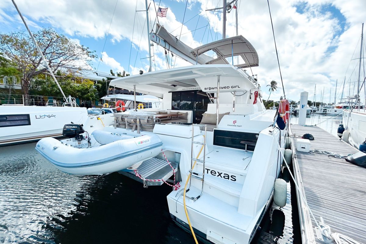 Brown Eyed Girl, a Fountaine Pajot Astrea 42 catamaran at Road Town, British Virgin Islands