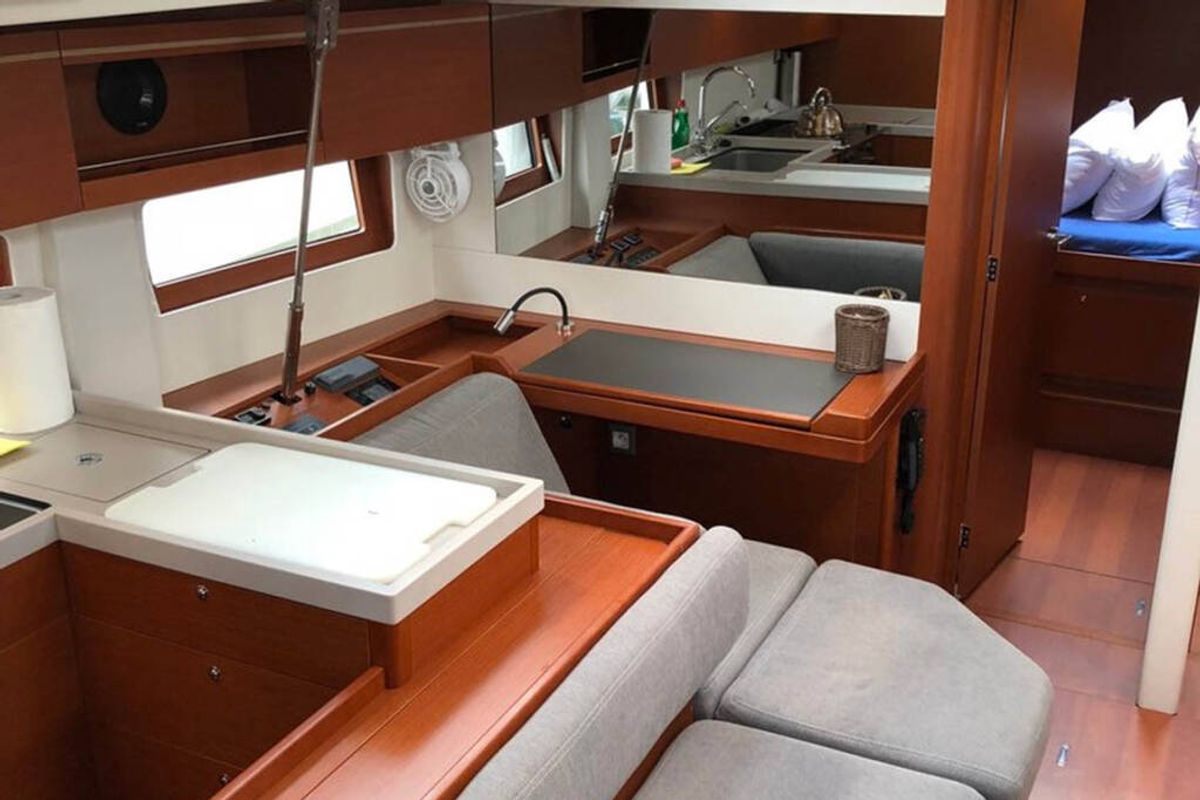Salon of Thano, a Beneteau Oceanis 51.1 sailboat at Athens, Greece