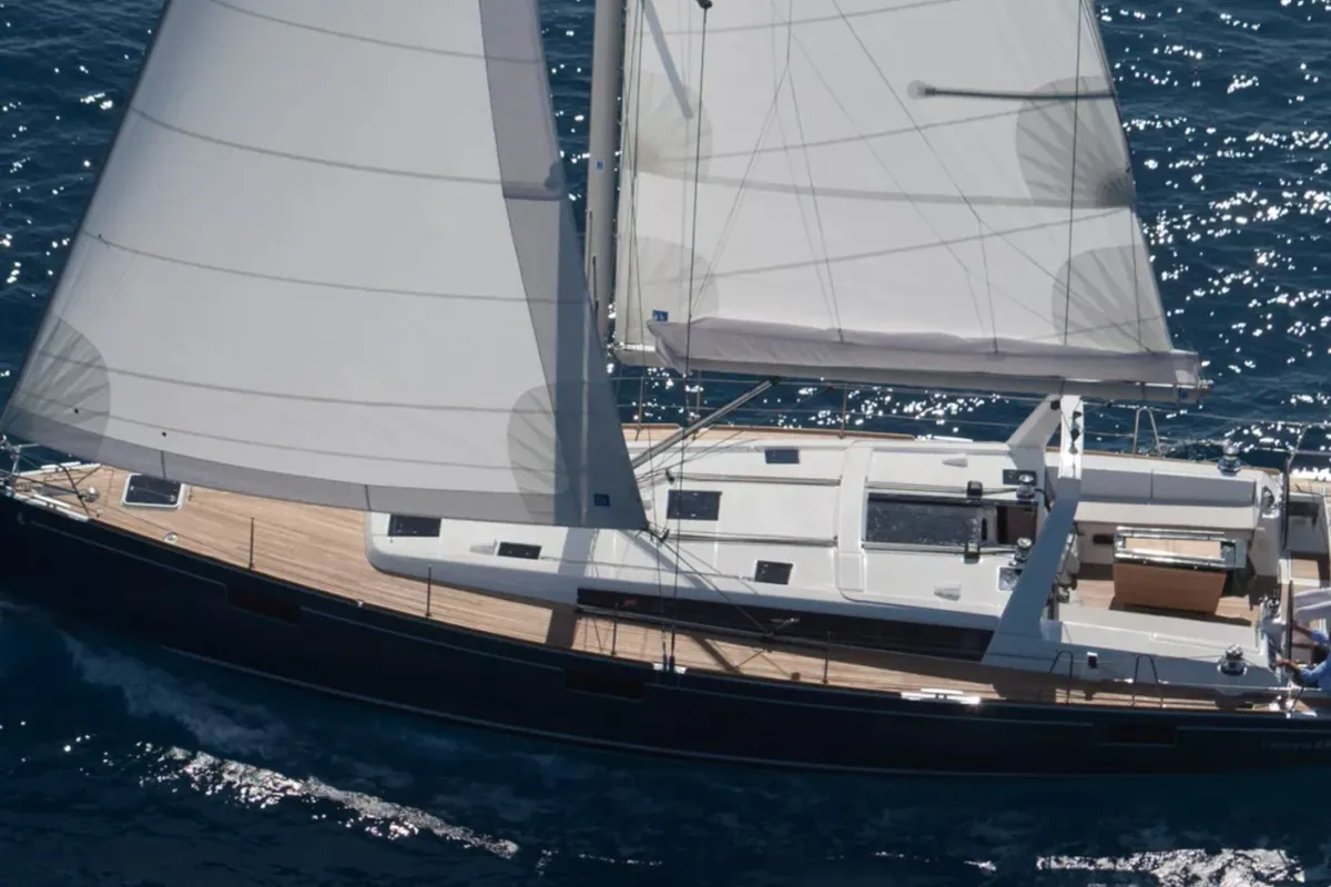 Exterior view of Athena, a Beneteau Oceanis 48 sailboat at Fethiye, Turkey