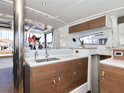 Galley of Agma, a Bali 4.2 catamaran at Grad Šibenik, Croatia