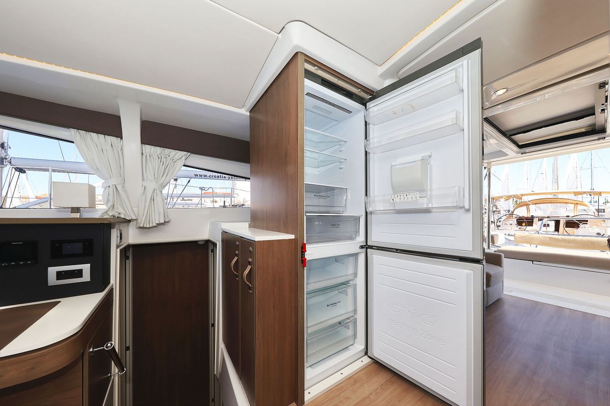 Galley of Agma, a Bali 4.2 catamaran at Grad Šibenik, Croatia