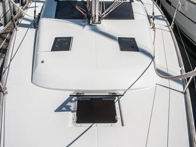 Deck of Ronja, a Dufour 350 GL sailboat at Primošten, Croatia