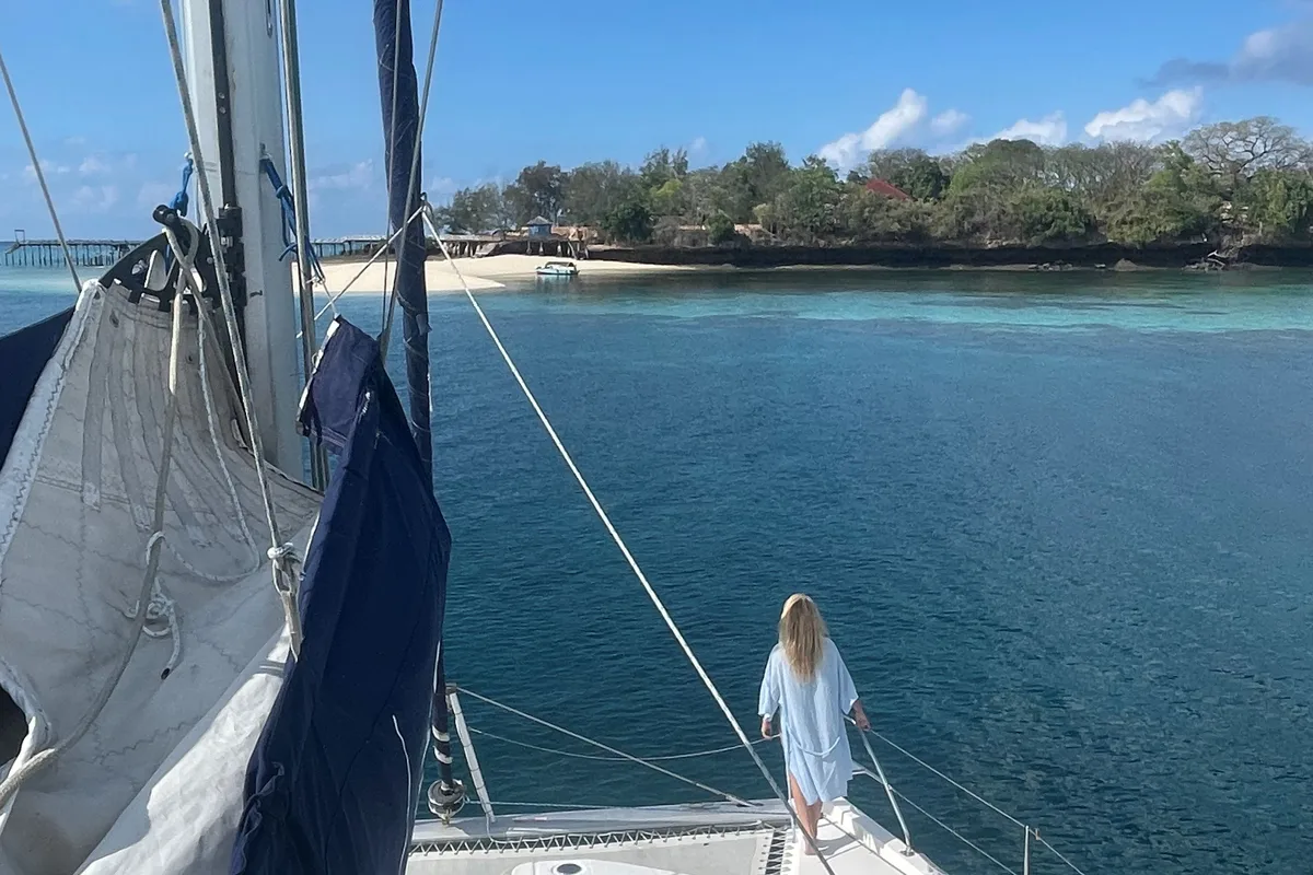 Deck of Sunday Kinga, a Leopard Leopard 48 - 4 + 2 cab. catamaran at Azam Marina, Tanzania