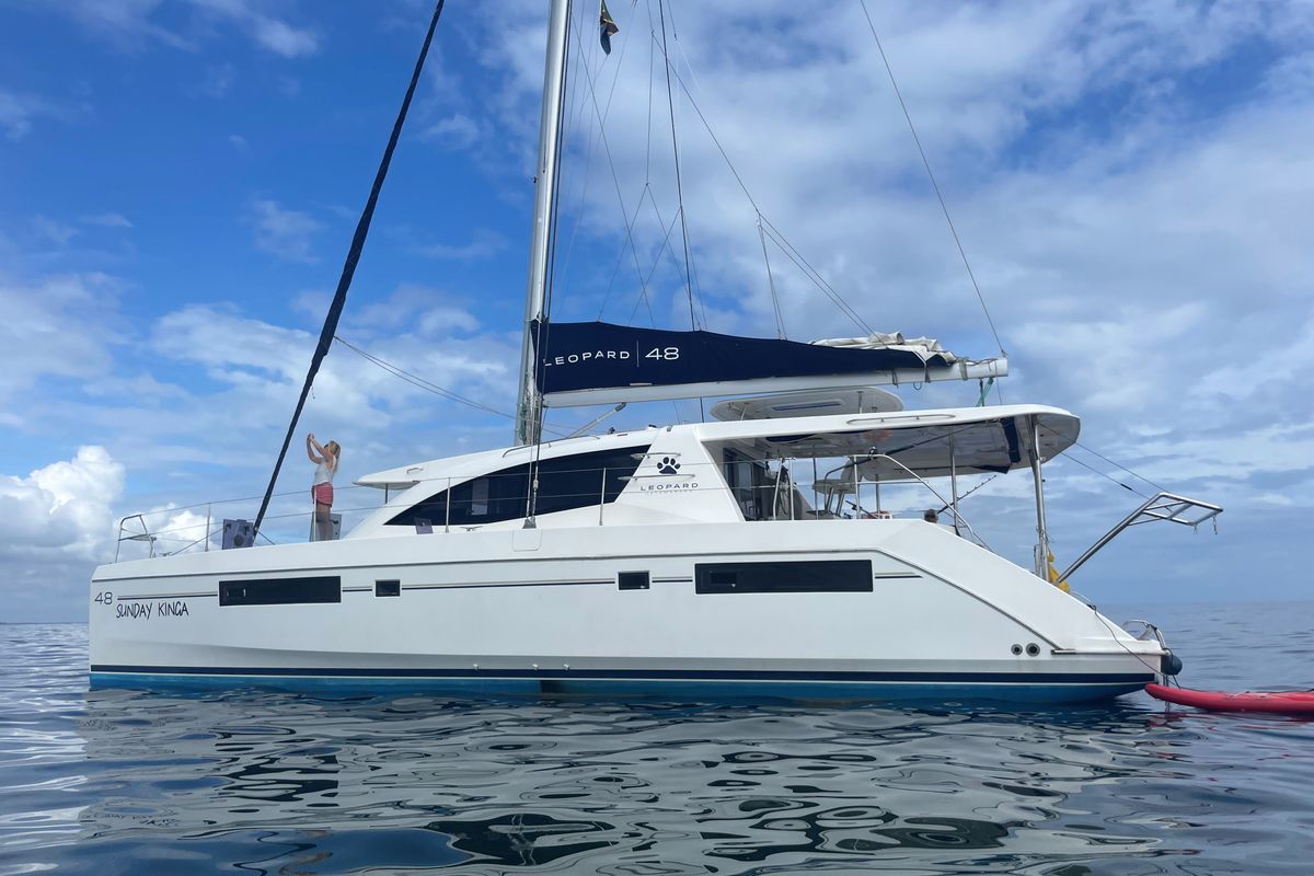 Exterior view of Sunday Kinga, a Leopard Leopard 48 - 4 + 2 cab. catamaran at Azam Marina, Tanzania